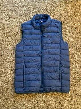 Sears Navy Quilted Puffer Vest with Drawcord